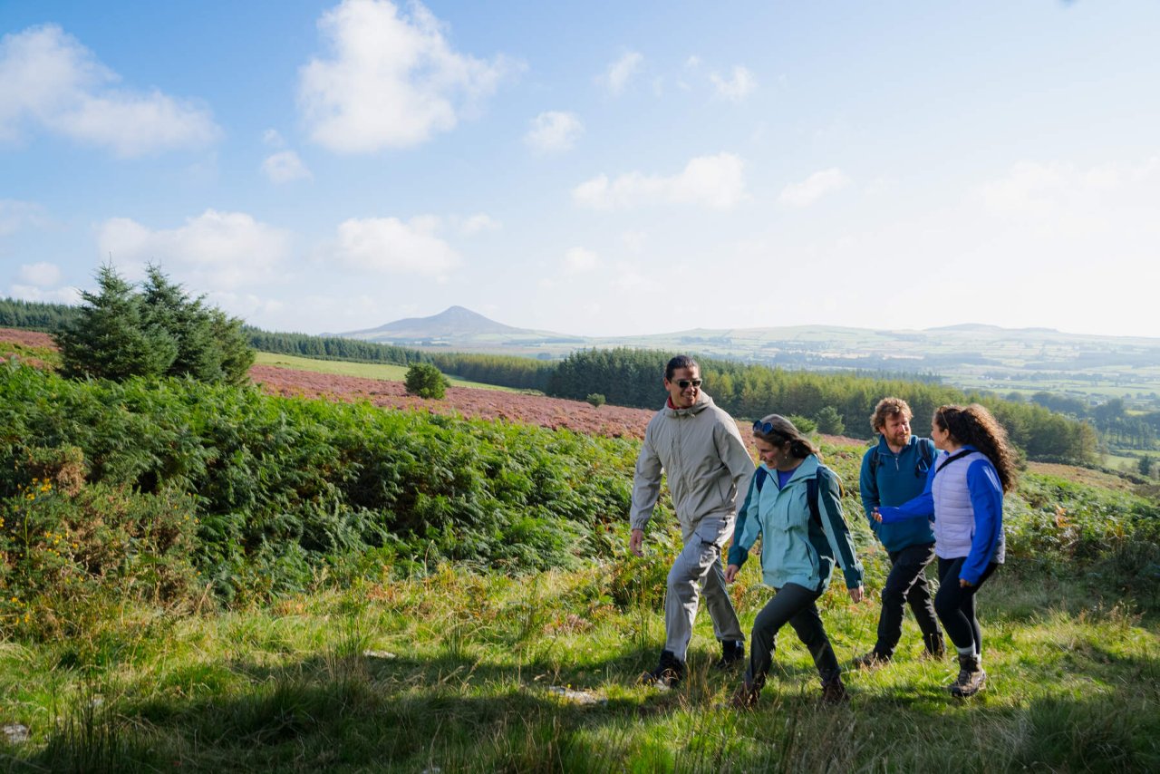 group walking through wicklow mountains